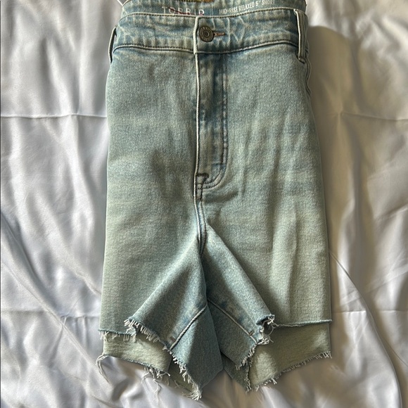 Torrid Blue Jean Shorts with Distressed Hem - Picture 4 of 5